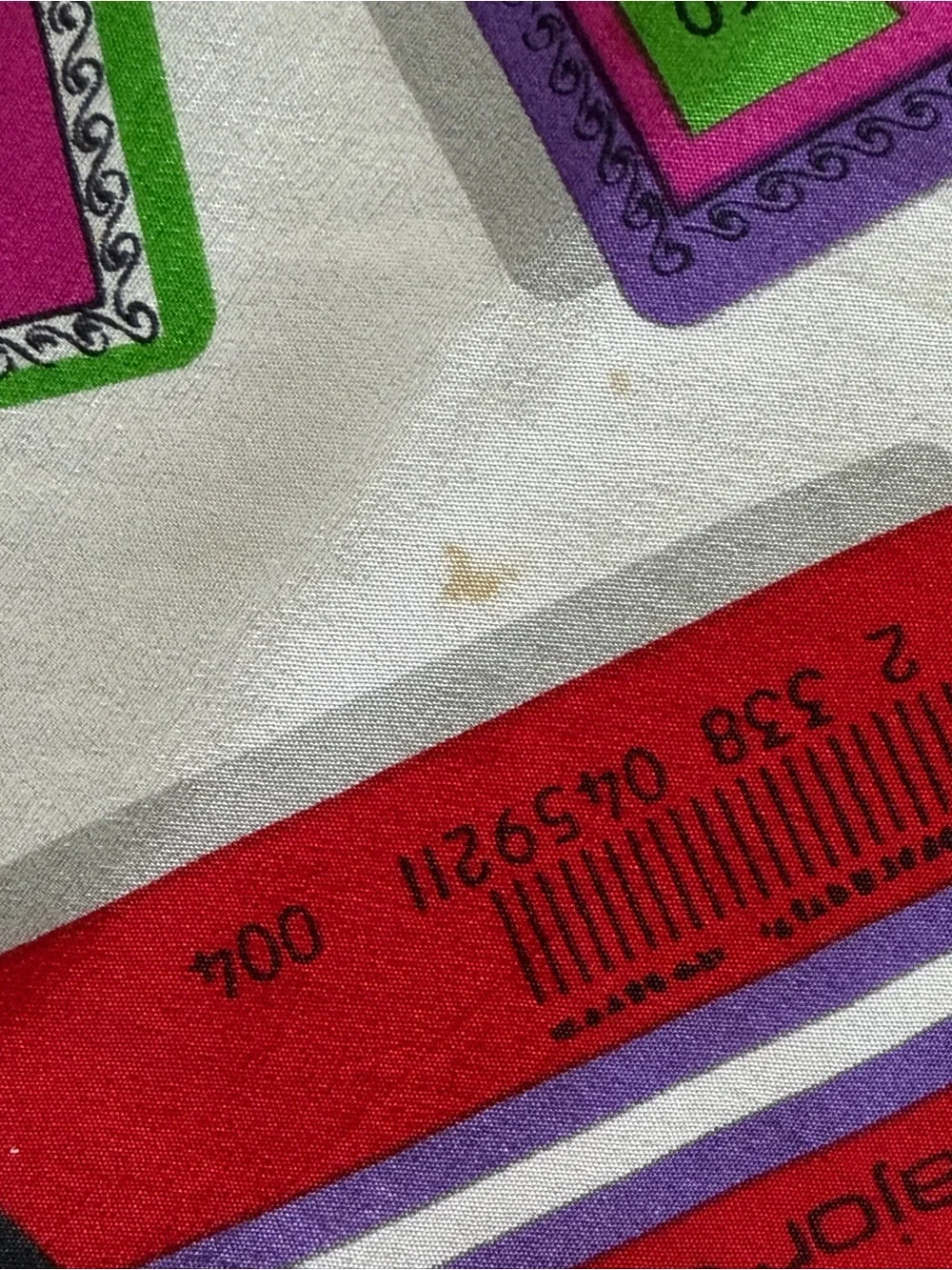 OSCAR DE LA RENTA Vintage Rare Silk Credit Card Checks Bright Colorful Scarf GUC